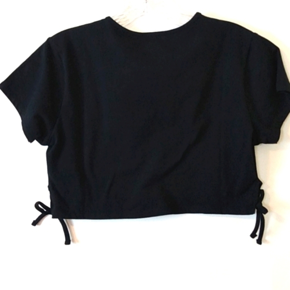 GOOD ENERGY GIRLS BLACK CROP TOP SHORT SLEEVE TEE SIZE JUNIORS LARGE NWOT - Picture 5 of 7